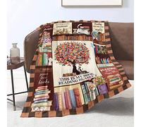 Domgoge Reading Blanket for Book Lovers Gifts Blankets Kids Librarian Throw Club Bookworm Gift Soft Plush Lightweight Flannel Fleece All Season Couch Sofa, 101cm x 127cm, Brown