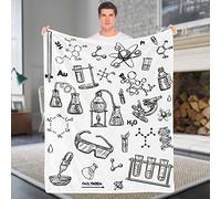 Domgoge Science Throw Blanket Cozy Soft Hand Drawn Style Chemistry Fleece Flannel Blankets Education Laboratory Illustration Formulas 130x152 cm, Chemistry-white
