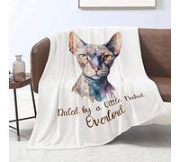 Domgoge Sphynx Cat Blanket for Kids Girls Hairless Cat Gifts Throw Blankets for Cat Lover Cool Sphynx Cat Print Blankets Flannel Fleece Blanket for Couch Lightweight All Season, 101cm x 127cm
