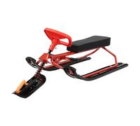 DOMHEDRUN Ski Bike with Steering Wheel & Brakes, 176 lbs Capacity Snow Sled, 3-Ski Design for Safe Winter Outdoor Fun, Cool Kart Style in Red/Black/Orange