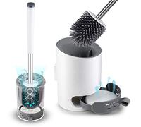 Domi-patrol Toilet Brush with Holder Wall Mounted, Upgraded Modern Toilet Bowl Brush and Holder, Bathroom Toilet Brush Set Silicone Bristle Brush with Diatomite Mat & Tweezers