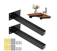 DOMI PRO 10 inch/25cm Industrial Black Thicken Floating Shelf Brackets Retro Wall Mounted for DIY or Custom Wall Shelving Shelf Supports Includes Screws & Wall Anchors
