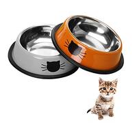 DOMI PRO Cat Bowl 2 Pieces, Stainless Steel Non-Slip Cat Bowl Set, Feeders and Waterers for Puppies Hamsters Rabbits Small Animals