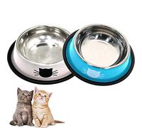 DOMI PRO Cat Bowl 2 Pieces, Stainless Steel Non-Slip Cat Bowl Set, Feeders and Waterers for Puppies Hamsters Rabbits Small Animals