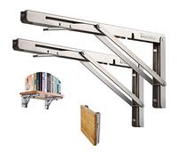 Folding Shelf Brackets 24 Inch Heavy Duty Stainless Steel Collapsible Wall Mounted Shelf for DIY Bracket,Folding Bench,Work Table, Space Saving Max Load 500lb 2pcs with Screws