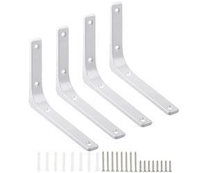 DOMI PRO Regalhalterungen, L-Form, 15,2 x 20,3 cm, weiß, robuste Wandhalterungen, moderne dekorative Stützhalterungen für Bücherregale, Wand und Gartenregal, 4 Stück