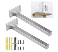 DOMI PRO Shelf Bracket, Shelf Support, 15 cm Shelf Bracket, Heavy Duty Bracket, Shelf Console, Wall Shelf, Silver, Floating Shelf Bracket, Heavy Industrial Retro, 2 Pieces (6 Inches)