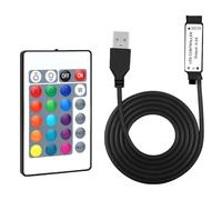 Domicubes 24 Keys USB IR Strips Controller, Wireless LED Remote Controller Adjustable RGB Control Box Dimmer, Addressable Mini LED Strips for 5050 3528 RGB LED Light Strip