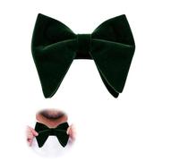 Domicubes Mens Velvet Bow Tie, Oversized Solid Color Pre-tied Bow Tie Adjustable Formal Tuxedo Butterfly Big Bowtie for Birthday Groom Wedding Party Formal (Green)