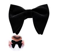 Domicubes Mens Velvet Bow Tie, Oversized Solid Color Pre-tied Bow Tie Adjustable Formal Tuxedo Butterfly Big Bowtie for Birthday Groom Wedding Party Formal（Black