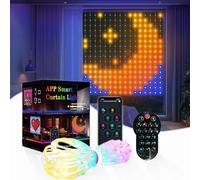 Domigard 256 LED Intelligent Light Curtain RGB 4040 Adjustable,1.6Mx1.6M Curtain Fairy Lights Remote Control and APP Control,IP65 Waterproof,for Bedroom Outdoor Party Bar Terrace[Energy Class A]