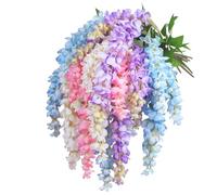Domigard 8 Pcs Wisteria Artificial Flowers, Mixed Artificial Flowers Purple/White/Pink/Blue, Fake Flowers for Indoor Outdoor Artificial Hanging Baskets, Home Mothers Day Decorations for Mum