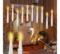 Domigard Floating Candles with Wand Remote, 12pcs Battery Operated Candles Light, Magic Flameless Hanging Flickering Warm Light LED Taper Candles for Christmas Halloween Party Decorations