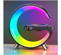 Domigard G Lamp Wireless Charger, Night Lights with Bluetooth Speaker & Alarm Clock, LED Atmosphere Lamp for Bedroom, Birthday Gifts Gadgets for Teenage Boys Girls - Black(App)