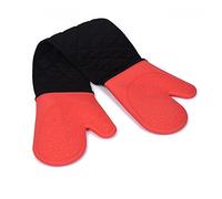 DoMii Extra Long Silicone Potholder Gloves Heat Resistant Non-slip Cotton Lining Oven Mitts 33.8" x 7"