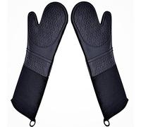 DoMii Professional Silicone Oven Mitts Baking Gloves Elbow Length Heat Resistant Quilted Gloves 2-Pack 19.5" Y