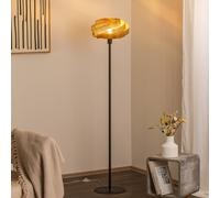 Domiluce Vento floor lamp, black/gold, metal, Ø 40 cm, E27