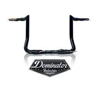 Dominator Industries 1 1/4" PRE-WIRED 10" Meathook Bar Bee Hanger Handlebar Compatible With 2014-2023 Harley-Davidson Bagger Touring Electra & Street Glide (Black) Heated Grip Option