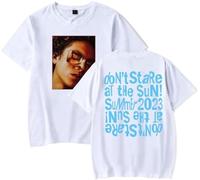 Dominic Fike Merch Don’t Stare at The Sun T-Shirt Unisex Casual Crewneck Tee Fashion Classic Short Sleeve (L,White)