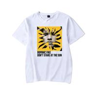 Dominic Fike T-Shirt Don't Stare at The Sun Tour Casual Crewneck Short Sleeve Fashion Retro Classic Tee (S,White)