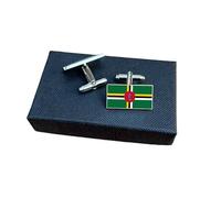 Dominica Flag Cufflinks - Dominican National Emblem Gift for Men | Green Flag with Parrot & Stars Design | Groomsmen Wedding Gift | Gift Box Included | Proud Dominica Keepsake