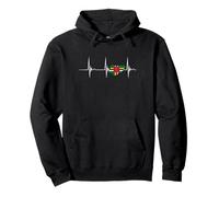 Dominica Flag Map Heartbeat EKG Pulse Dominican Roots Pullover Hoodie