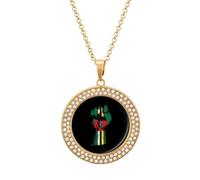 Dominica Flag Nation Spirit Fashion Women's Diamond Necklace Shiny Round Pendant Jewelry Romantic Gifts