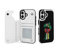 Dominica Flag Nation Spirit Leather Flip Phone Case Wallet Cover Compatible with iPhone 16/16 Plus/16 Pro/16 Pro Max/16 E/16 SE4