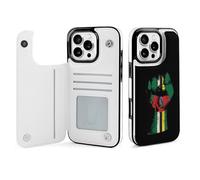 Dominica Flag Nation Spirit Leather Flip Phone Case Wallet Cover Compatible with iPhone 16/16 Plus/16 Pro/16 Pro Max/16 E/16 SE4
