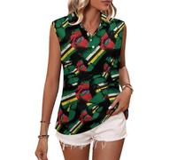 Dominica Flag Nation Spirit Women's Sleeveless Golf Polo Shirts Quick Dry Tank Tops V Neck Workout Shirt 2XL