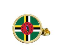Dominica National Flag Gold Plated Domed Lapel Pin Badge in Gift Bag