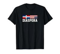 Dominican American Split Flag Diaspora Distress Grunge Value Graphic T-Shirt, Men, Black, S