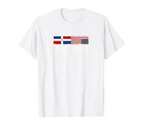 Dominican American Split Flag Diaspora Distress Grunge Value Graphic T-Shirt, Men, White, L