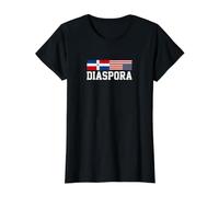 Dominican American Split Flag Diaspora Distress Grunge Value Graphic T-Shirt, Women, Black, S