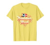 Dominican Blood: Patriotic Heritage Pride Emblem T-Shirt, Men, Lemon, M