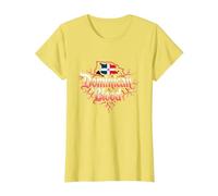 Dominican Blood: Patriotic Heritage Pride Emblem T-Shirt, Women, Lemon, M