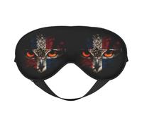 Dominican Flag Menacing Owl Eye Mask Sleep Mask Light BlockBlindfold Night Eyes Cover Soft Pressure-Free Eyeshade with Elastic Strap for Home Travel Office Nap Yoga