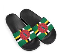 Dominican Flag Novelty Sunflowers Pattern Slide Sandals for Women Girls, Comfotable Open Toe Non Slip Single Band Slide Sandals