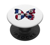 Dominican Flag Pride Dominicana Roots Butterfly Women Girls PopSockets Adhesive PopGrip