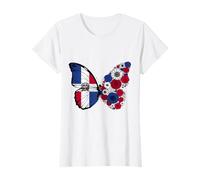 Dominican Flag Pride Dominicana Roots Butterfly Women Girls T-Shirt