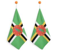 Dominican Flag Square Hand Towels for Bathroom Hanging Quick Dry Kitchen Face Bath Towel Set 2PCS