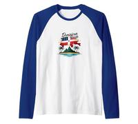 Dominican Pride: Island Paradise Patriotic Celebration Raglan Baseball Tee, Men, Royal Blue/White, XL