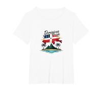 Dominican Pride: Island Paradise Patriotic Celebration T-Shirt, Women's Plus, White, 3X
