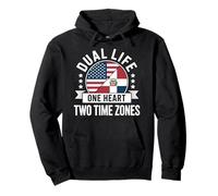 Dominican Republic And USA Roots United Heritage Pride Pullover Hoodie