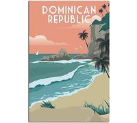 Dominican Republic Beach Bird Art Print Vintage Travel Poster Retro Wall Art Canvas Poster Home Decor Room Decor Unframed 60x90cm