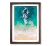 Dominican Republic Beach in Abstract Framed Print | A2 Walnut Framed Wall Art | Ready to Hang | Abstract Beach Picture | Living Room Bedroom Lounge Office