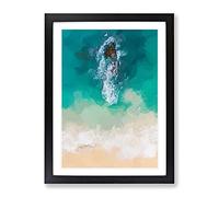 Dominican Republic Beach In Abstract Modern Framed Wall Art Print, Ready to Hang Picture for Living Room Bedroom Home Office Décor, Black A2 (64 x 46 cm)