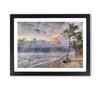 Dominican Republic Beach Painting Modern Art Framed Print | A3 Black Framed Wall Art | Ready to Hang | Modern Beach Picture | Living Room Bedroom Lounge Office