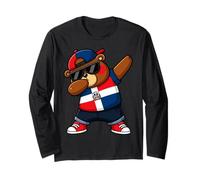 Dominican Republic Bear Patriotic Dabbing Dab Boys Kids 2025 Long Sleeve T-Shirt