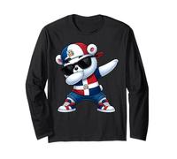 Dominican Republic Bear Patriotic Dabbing Dab Boys Kids 2025 Long Sleeve T-Shirt
